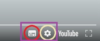 illustration of closed caption and settings button in the YouTube player
