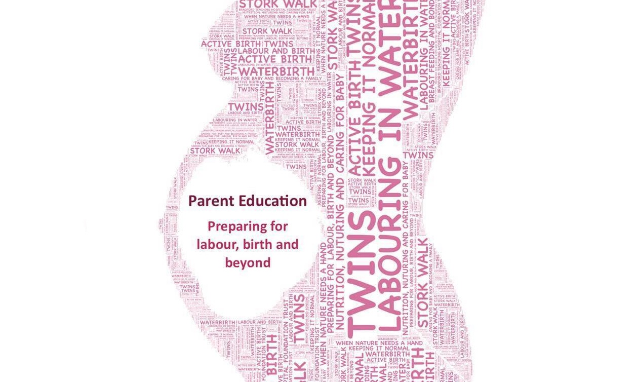 Text art image for parent education - preparing for labour, birth and beyond