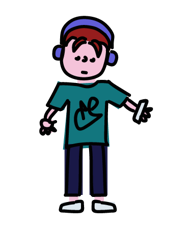image of a boy with using a screen and wearing headphones