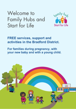 Front cover of family hubs and start for life booklet